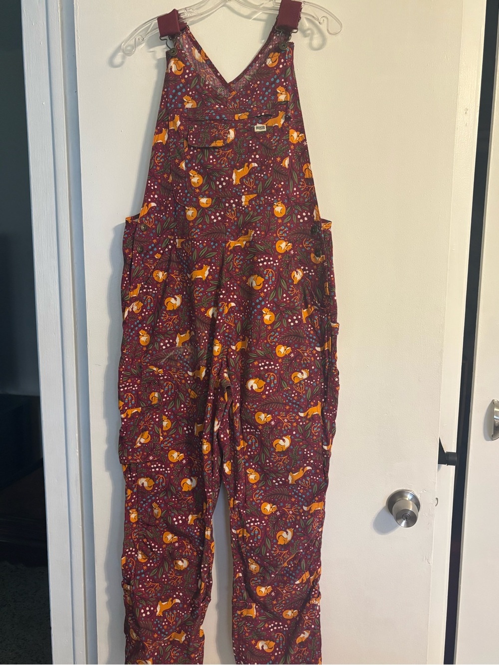 Duluth Trading Co Maroon Fox-Print Overalls